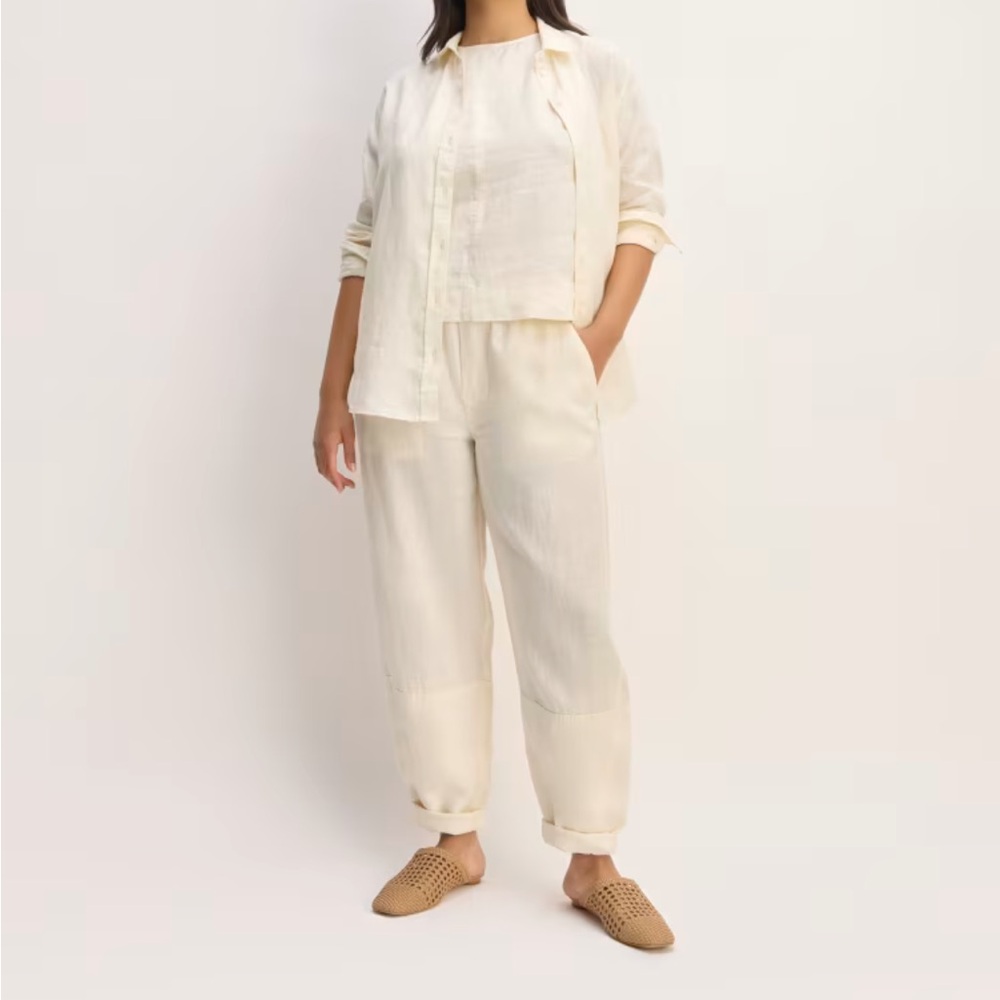 Everlane 100% Linen Barrel Pant in Canvas
